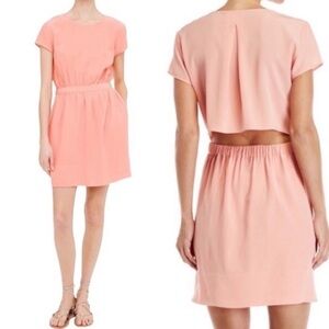 Club Monaco Ruth Cutout Vented Back Silk Light Peach Pink Dress
